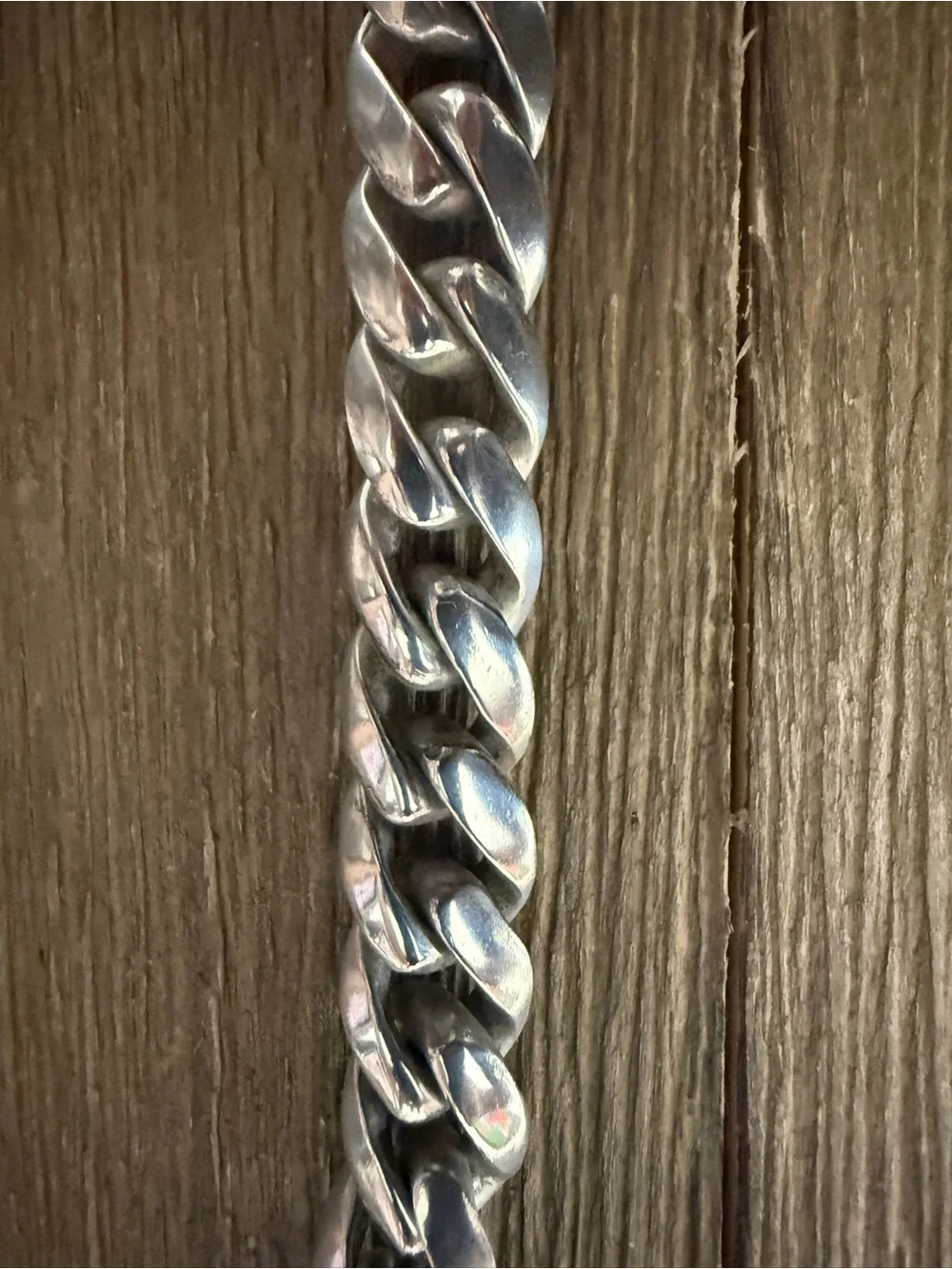 Chrome Hearts Silver Curb Chain Bracelet with Cross Plate
